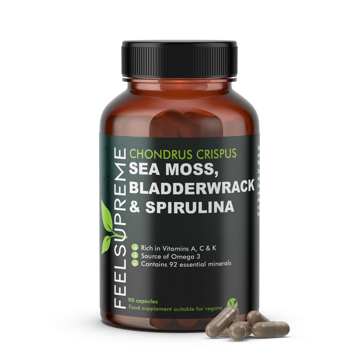 Feel Supreme Sea Moss, Bladderwrack & Spirulina 90 capsules