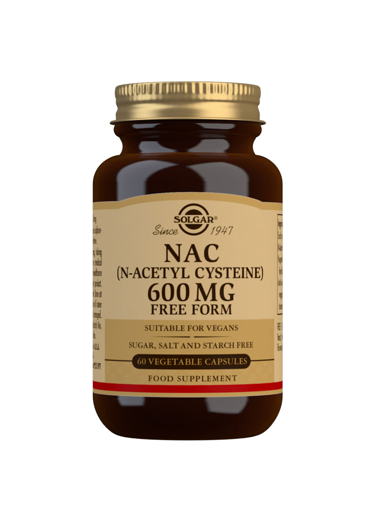 Solgar NAC (N-Acetylcystein) 600 mg, freie Form, 60 pflanzliche Kapseln