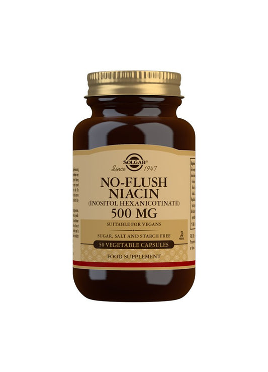 Solgar No Flush Niacin 500 Mg Vegetable Capsules - Pack Of 50 Supplements