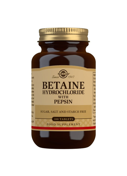 Solgar Betaine Hydrochloride with Pepsin Tablets - Pack of 100 - Your Health Store