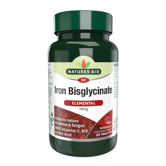 Natures Aid Iron Bisglycinate 14mg Elemental (90)